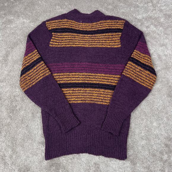 Vintage Striped Sweater Cardigan Size S Society Purple Orange Grandpa Grunge - Picture 3 of 4